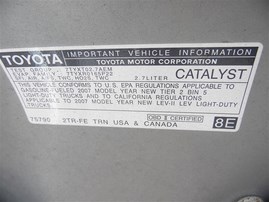 2007 TOYOTA TACOMA XTRA CAB SR5 SILVER 2.7 AT 2WD Z19872